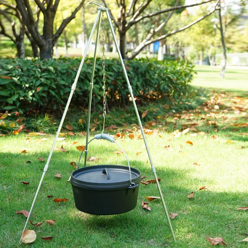 

1 Set Camping Tripod for Hanging Pot Picnic BBQ Support Portable Foldable Aluminium Alloy Outdoor Campfire Cookware Pot Grill