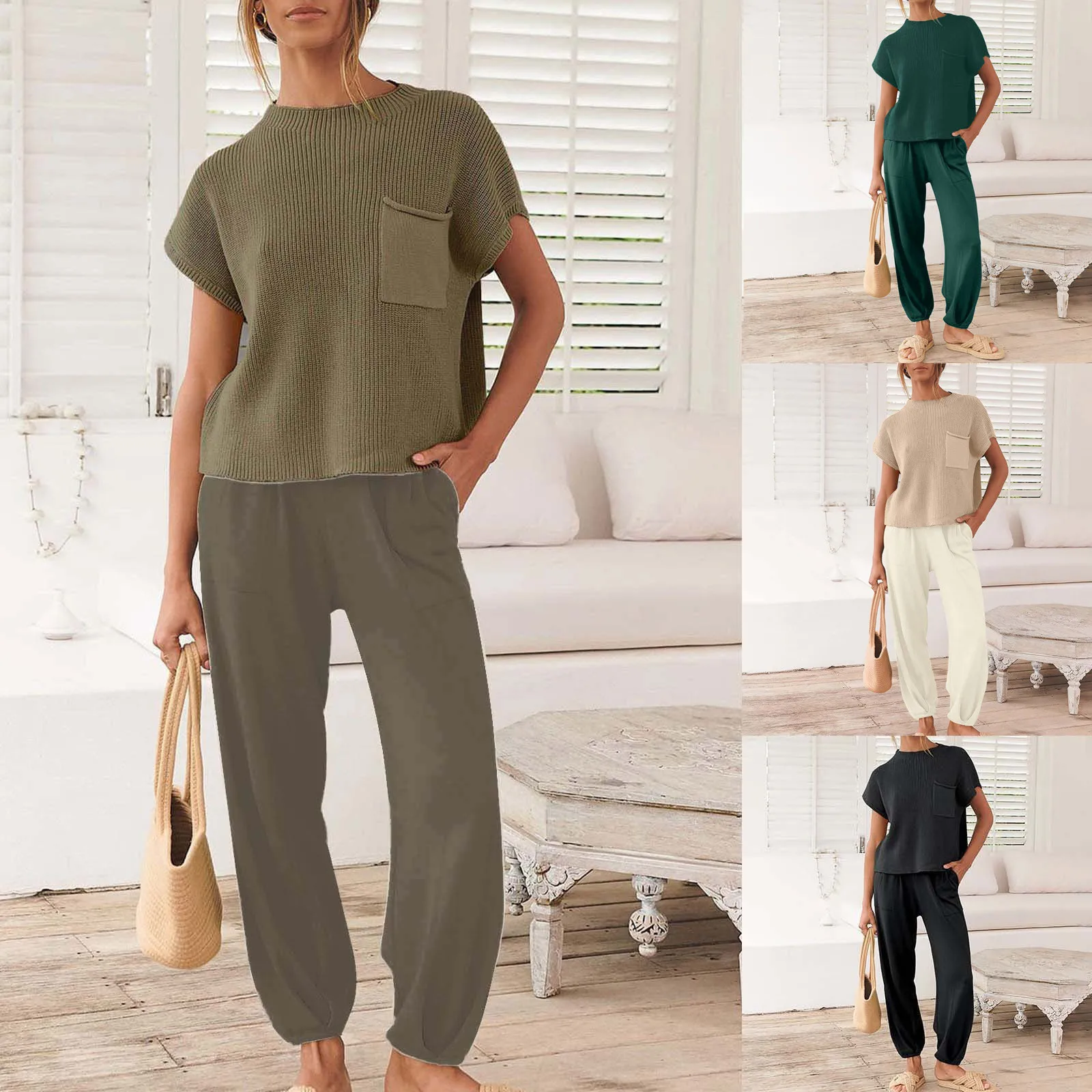 Весна 2025 года вязаный женский костюм-свитер майка без рукавов широкие брюки