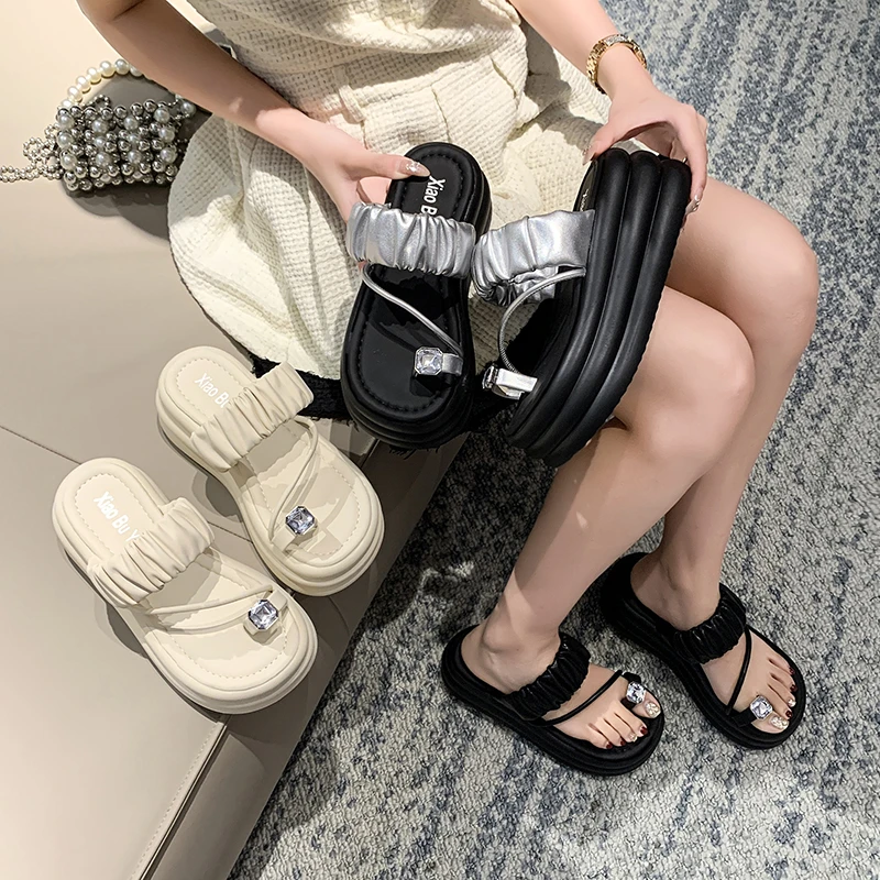 Women Leisure Chunky Platform Sandals Clip Toe High Heels New Gladiator Slippers Woman Fashion Trendy Summer Beach Flip Flop 7CM