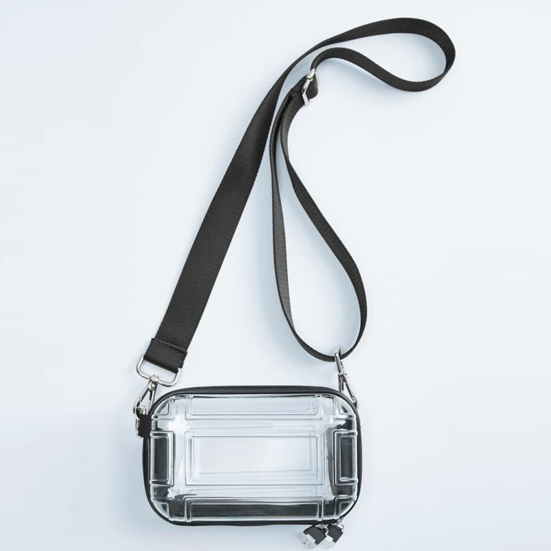

Summer PVC Transparent Crossbody Bag For Women Solid Color Zipper Shoulder Female Bag Wide Straps Beach Bag