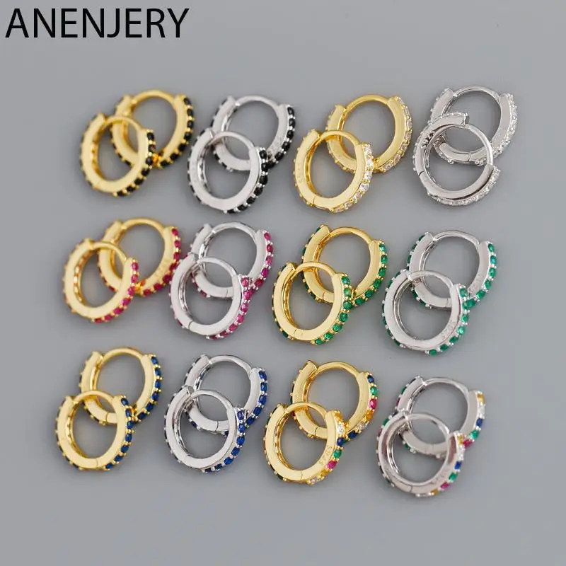 

Серебряный штамп YIN 925 7 мм/9 мм с микро-инкрустацией серьги-кольца с цирконом для мужчин женщин детей модный простой круг