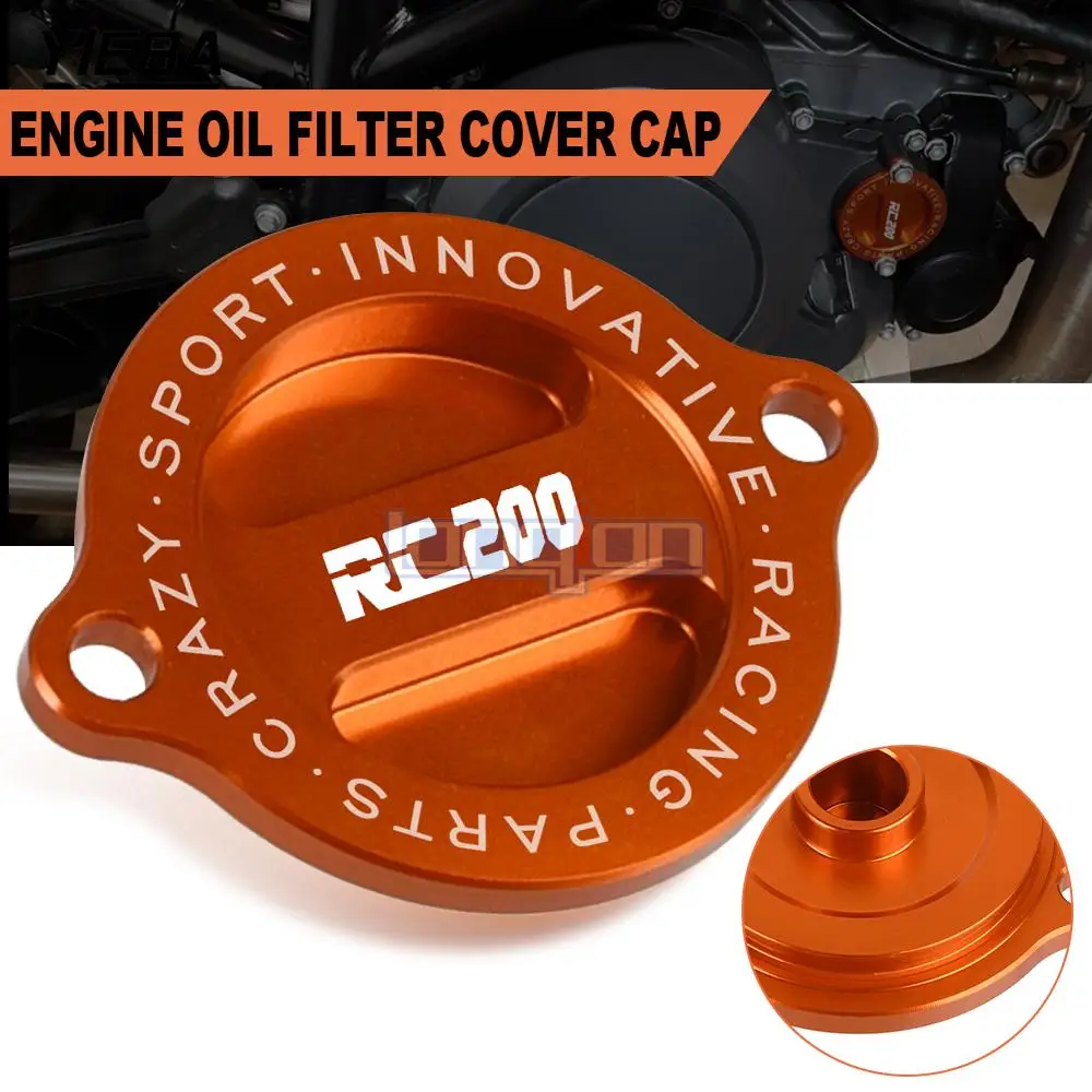 

RC125 LOGO Engine Oil Filter Cover Cap For RC200 2014 2015 Motorcycle Accessorie Aluminum Alloy RC 125 RC 390 RC 200 RC125 RC390