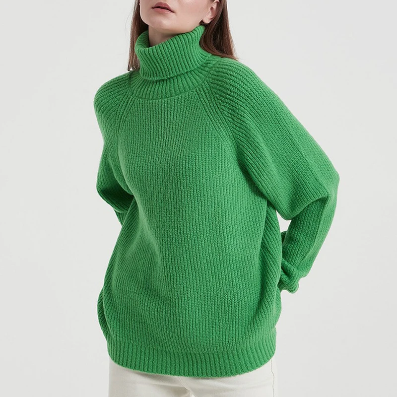 

Casual Turleneck Long Sleeve Winter Sweater Women 13 Colors Optional Oversize Knitted Office Ladies Pull Femme Loose Pullover