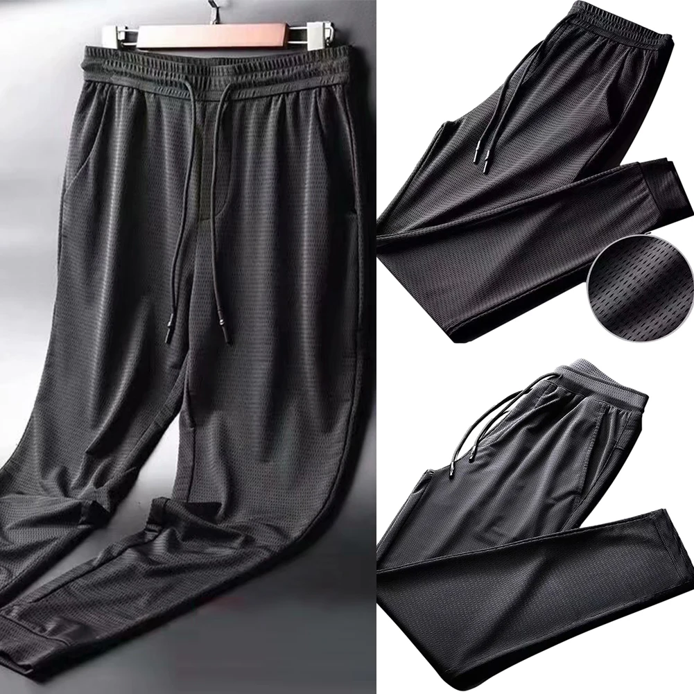 

Summer Casual Fitness Sports Pants Quick-Drying Breathable Ice Silk Pants Straight Pants for Men