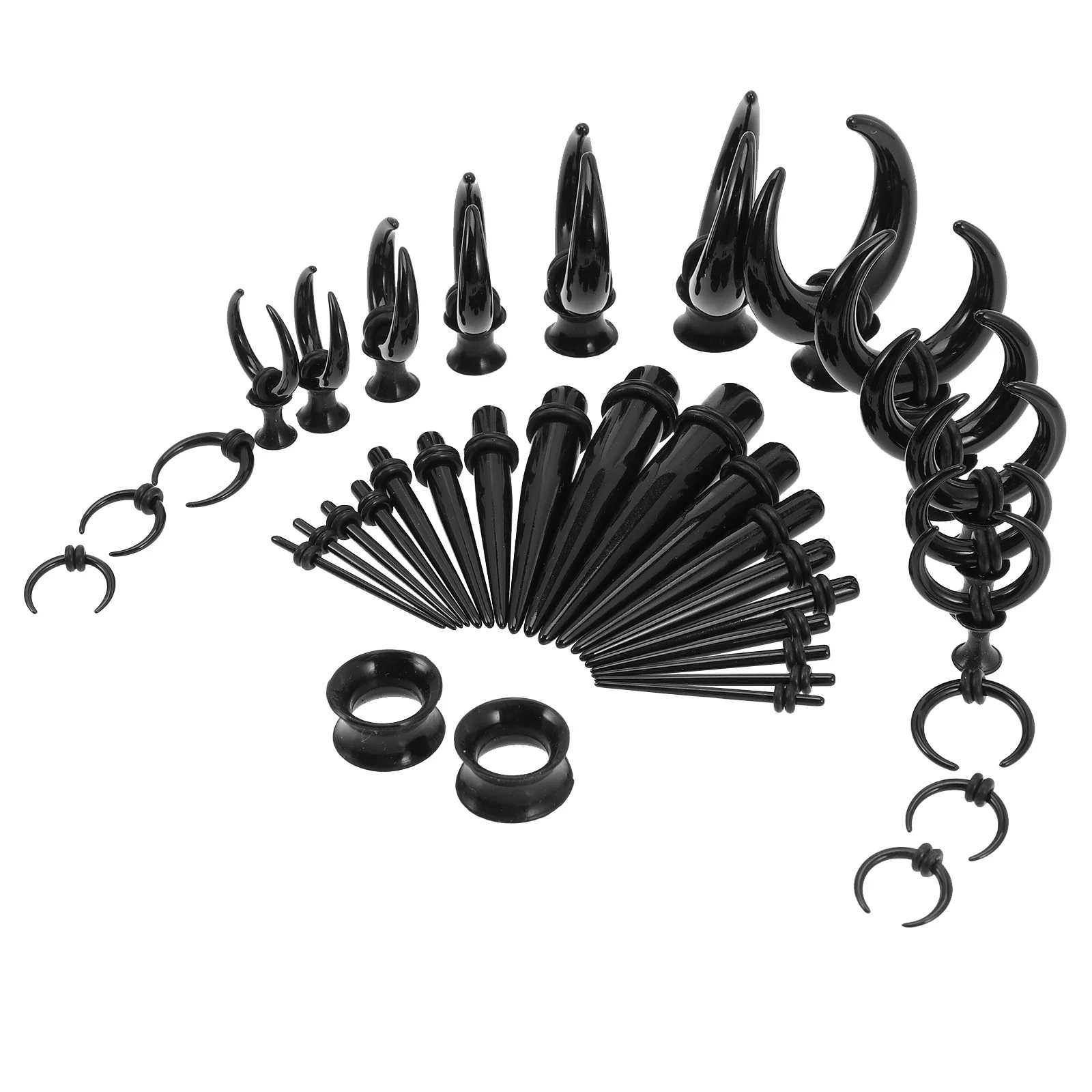 

50 Pcs Pointed Ears Extended Horns Gauge Jewelry Hip Hop Earrings Gauges Stretching Kit
