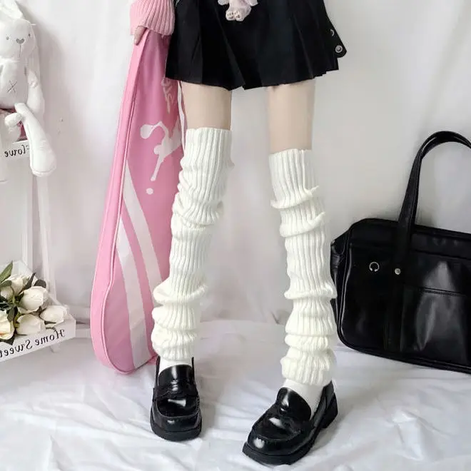 

70CM Lengthened Leg Warmers Women's Lolita Long Socks JK College Style Knitted Warm Socks Autumn Winter Over Knee Boot Cuffs