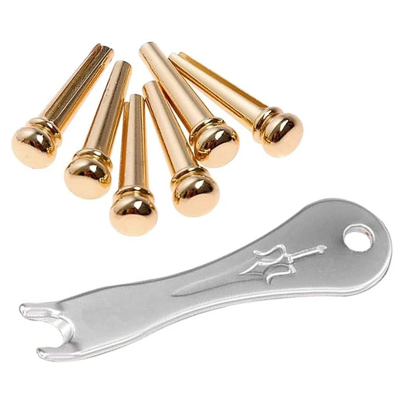 

Guitar Bridge Pins 6Pcs Brass Endpin For Acoustic Guitar With Guitar Bridge Pin Puller