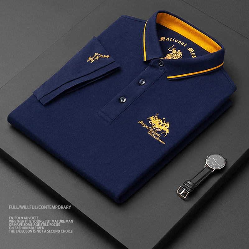 

High quality men's cotton embroidered polo shirt 2023 summer new high-end business casual Lapel short sleeve T-shirt