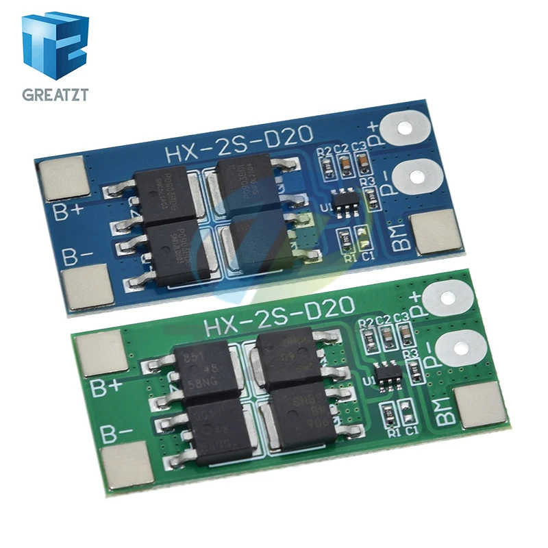 Фото Плата защиты аккумуляторов LiFePO4 / литиевых 18650 32650 GREATZT 2S 6.4V 7.4V 20A с рабочим током 13А и ограничением тока 20А №1
