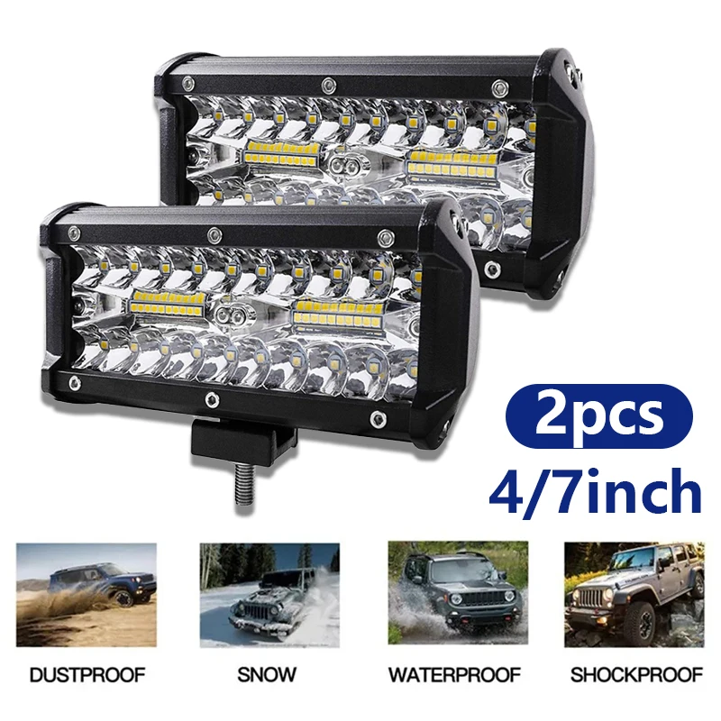 

120W 4/7INCH LED Work Light Bar Super Bright Fog Lamp 12V 24V Headlight for Off Road 4x4 Truck Tractor Boat SUV ATV Led Light