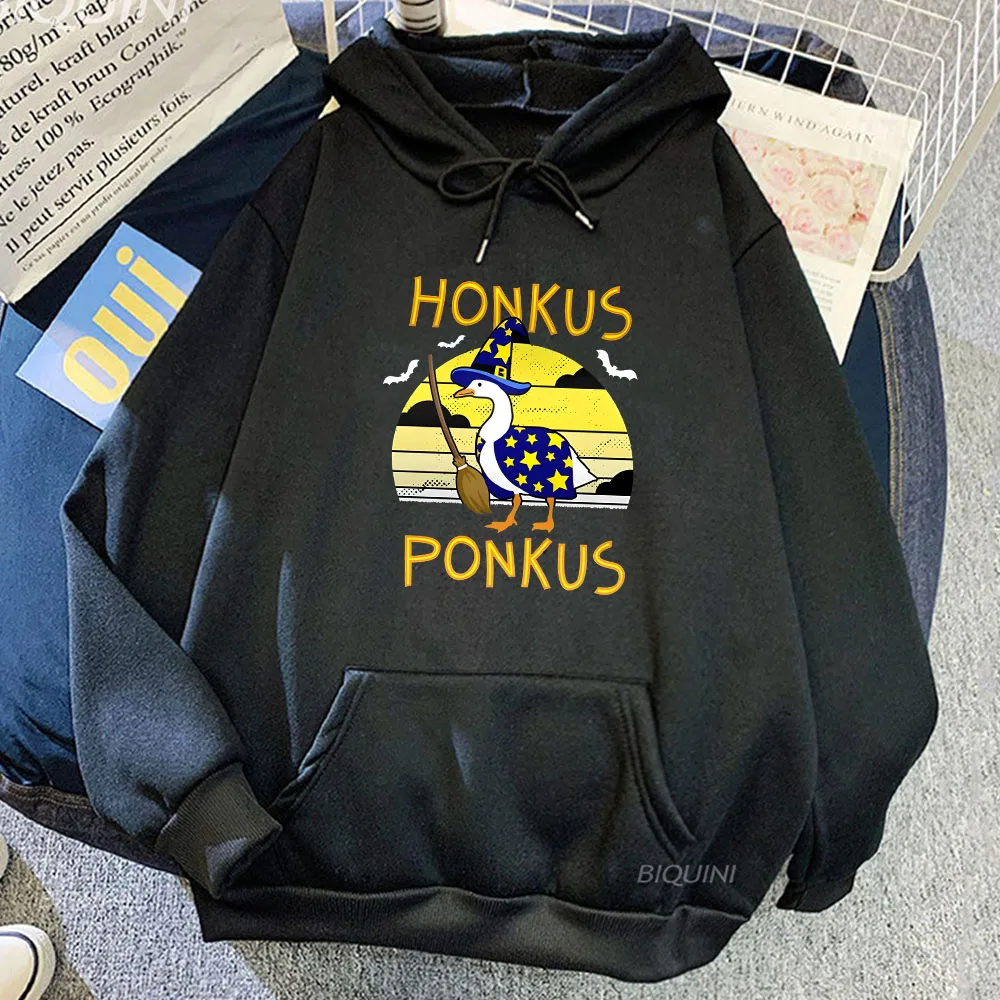 

Худи Honkus Ponkus с рисунком гуся, винтажные мужские/женские повседневные свитшоты, мягкие флисовые пуловеры, топы, высококачественная одежда с принтом