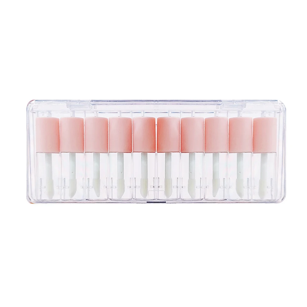 

10pcs 4ml Lip Gloss Tubes Empty Plastic Lipstick Bottle Mini Clear Cosmetic Sample Vials Packaging Container With Pink Matte Lid