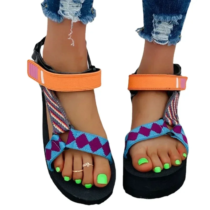 Женские летние новые сандалии женские прочные с пряжкой для отдыха женская