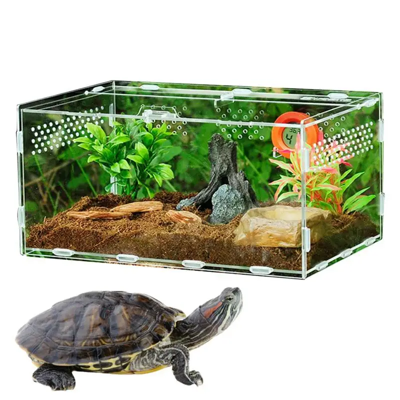 

Acrylic Reptile Feeding Box Insect Spider Breeding Cage Hatching Container All-round Transparent Feeding Box