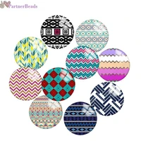 bohemia pattern round photo glass cabochon demo flat back making findings 20mm snap button n2891