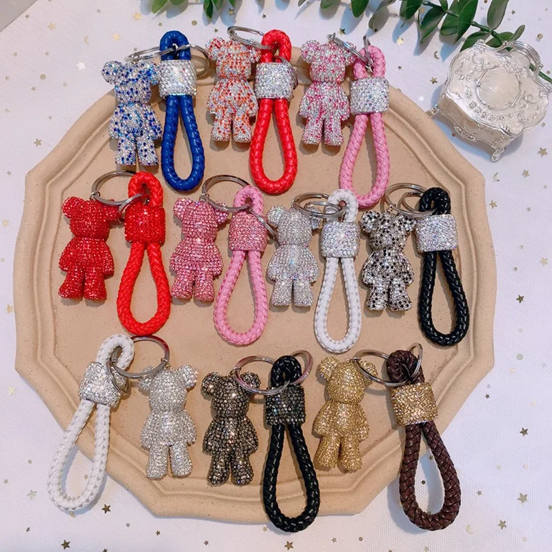 

Creative Bearbricks Cute Diamond-studded Violent Bear Keychain Cartoon Couple Bag Car Keychain Pendant Kawaii Keyring Decoration