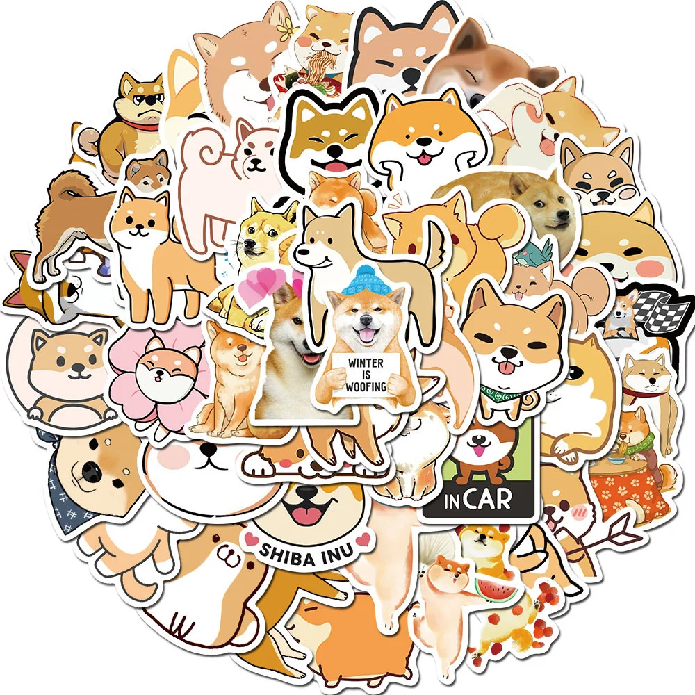 

10/30/50PCS Cartoon Cute Shiba Inu Graffiti Sticker Decorative Luggage Skateboard Guitar Laptop Waterproof Sticker Wholesale