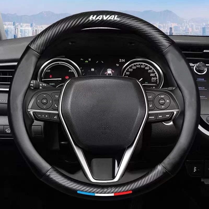

DIY Carbon Fiber Leather Car Steering Wheel Covers Luxury Car steering-wheel Cover For haval f7 h6 f7x h2 h3 h5 h7 h8 h9 m4