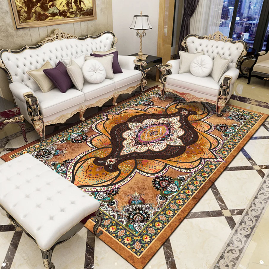 

European Court Persian Style Soft Carpet For Living Room Anti Slip Antifouling Area Rug Of Bedroom Parlor Area Floor Mats Tapis