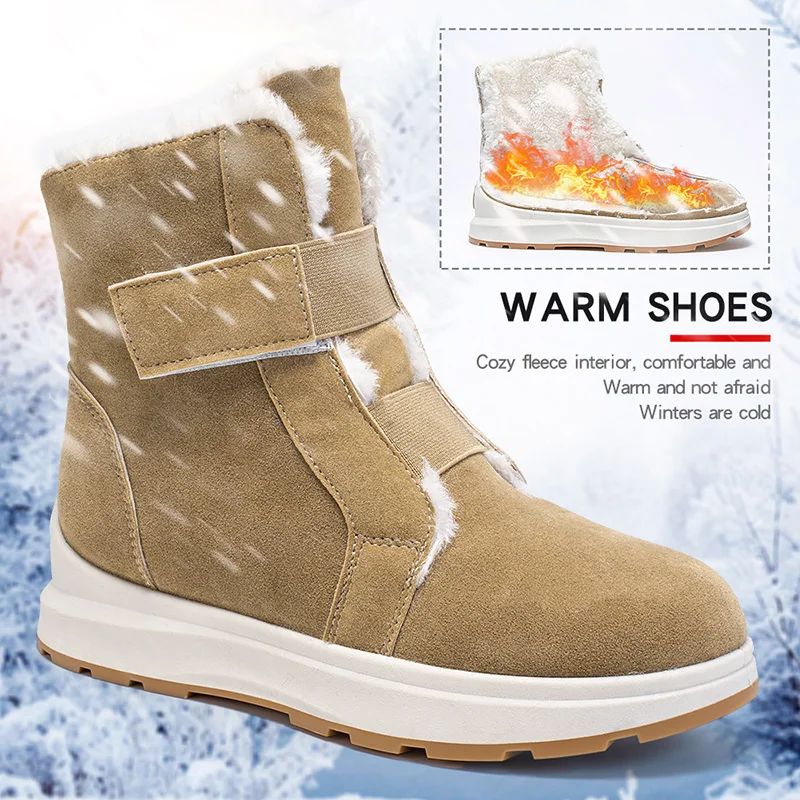 

Anti-Slip Platform Snow Boots for Women 2023 New Suede Winter Ankle Boots Woman Plus Size 43 Warm Thick Plush Cotton Shoes
