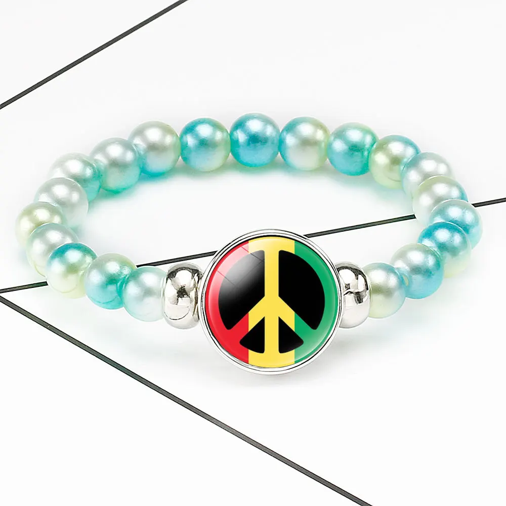 

Rainbow Peace Label Stretch Beaded Bracelet Acrylic Bracelet