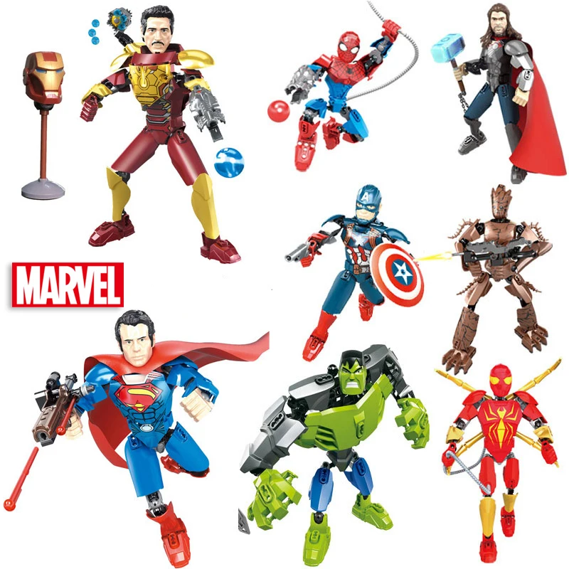 

Disney Marvel Legends Action Figure Building Blocks Anime Superhero Iron Man Spiderman Collection Model Brick Toys for Kids Gift