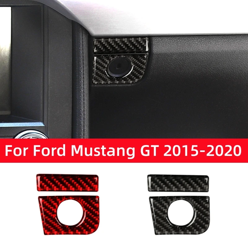 

For Ford Mustang GT 2015-2020 Car Accessories Carbon Fiber Interior Car Co-pilot Storage Box Switch Panel Cover Trim Stickers