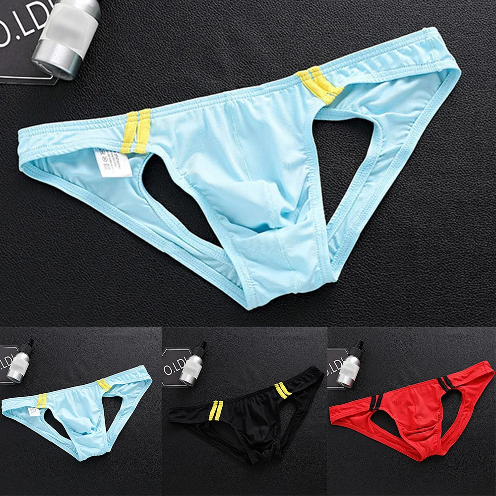 

Mens Sexy Gays Underwear Low Rise Buttocks Hollow Briefs Thong Stretchy Solid Color Bikini G-String Underpants Sissy Panties