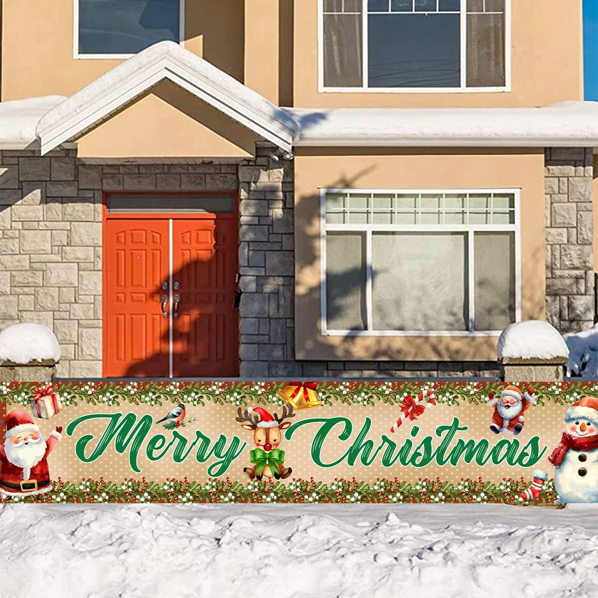 1 шт. Рождественский красный рекламный баннер Рождественская елка снеговик с