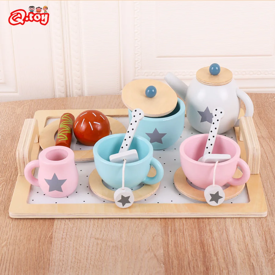

Children Pretend Play Kitchen Toy Wooden Simulation Tea Set Role Play Game Children Party Play Toy for Girls Boys Imitation Game