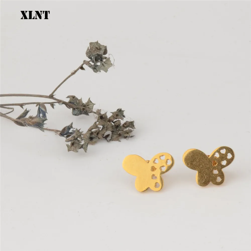 XLNT серьги-гвоздики из нержавеющей стали с бабочками для женщин милые серьги