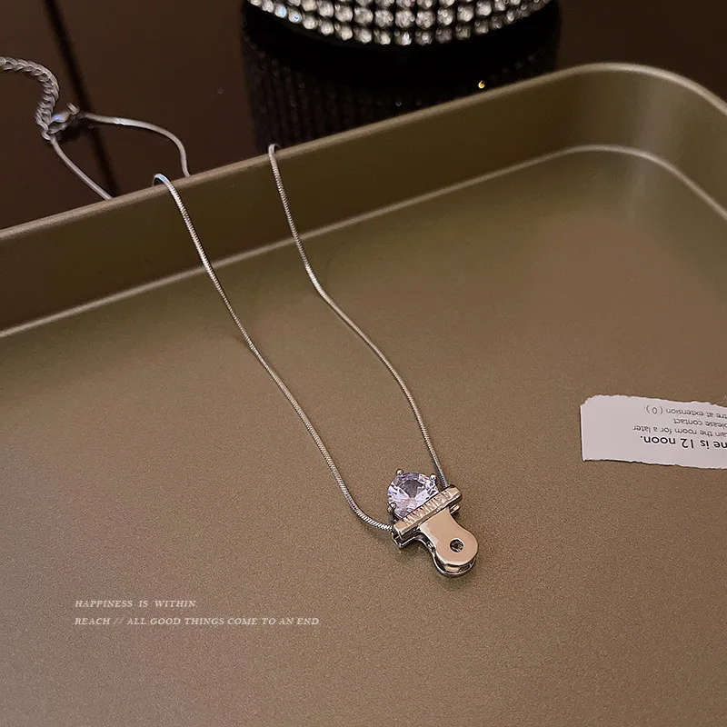 

LOVOACC Funny Sparkly Rhinestones Pendant Necklaces for Women Titanium Steel Snake Chain Choker Necklace Causal Daily Jewelry