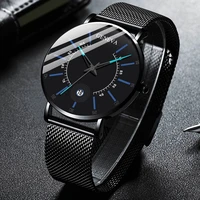luxury fashion mens business calendar watch ultra thin thin stainless steel mesh belt quartz wrist watch men watchessa15b