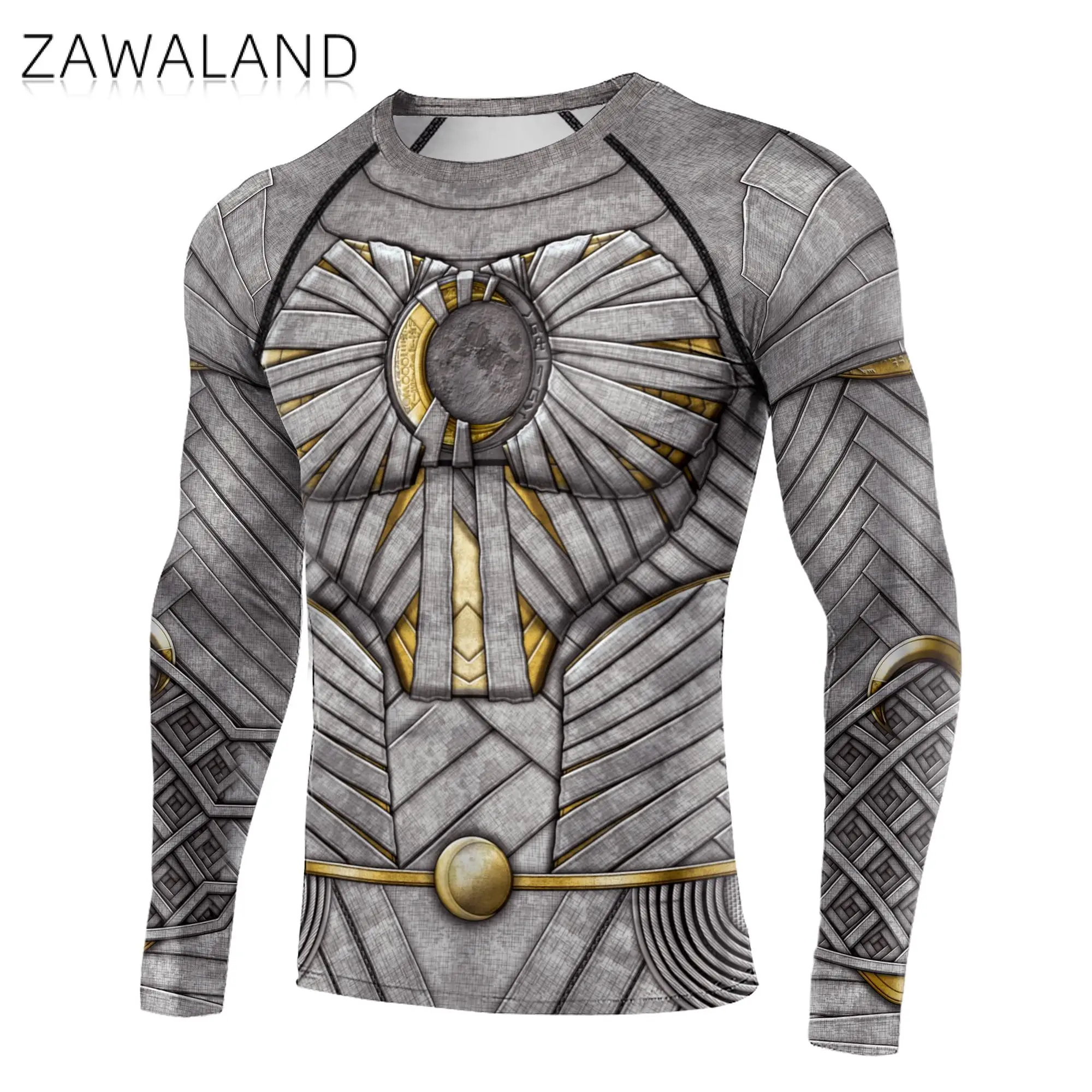 Zawaland Anime movie Moon Knight Cosplay 3D Printed Costume Compression Long Sleeves Workout Gym Sport Shirt Tops Tees