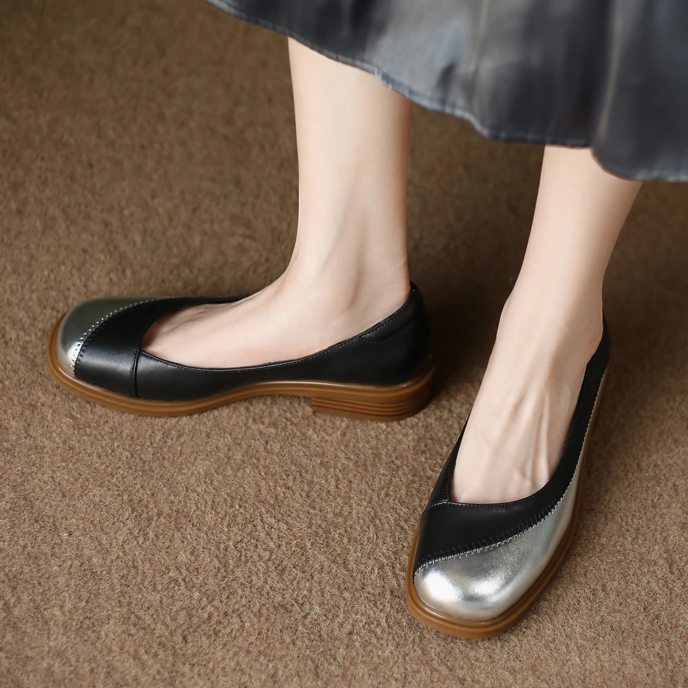 Cialisa Shoes For Women 2023 Spring New Style Round Toe ladies Flats Mixed Color Genuine Leather Handmade Dress Female Footwear