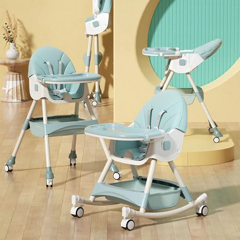 Детский Блестящий детский стульчик для кормления, обеденный стул , двойные столы, макарон, многофункциональный, регулируемый по высоте, портативный с сумкой для хранения