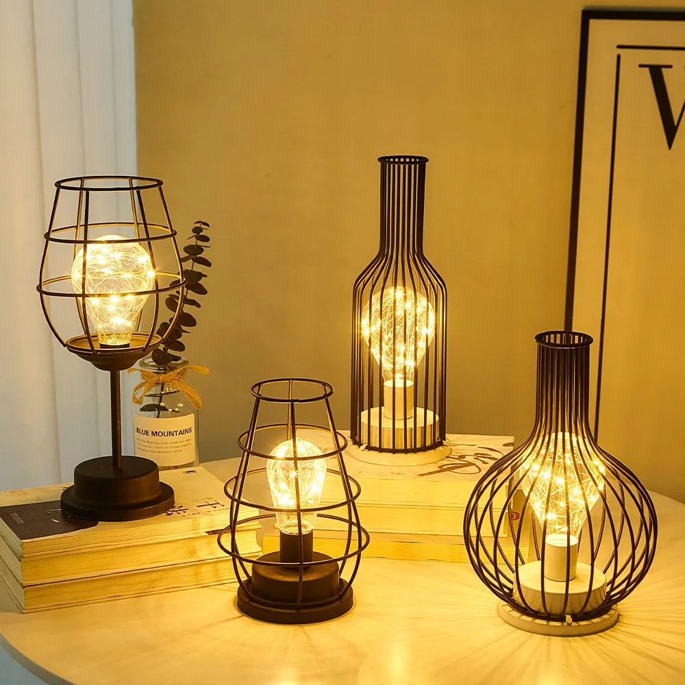 

Artistic Home Decoration Metal LED Light Bulb Ornaments Living Room Decoration Accessories Bar Decoration Atmosphere Lamp Gift
