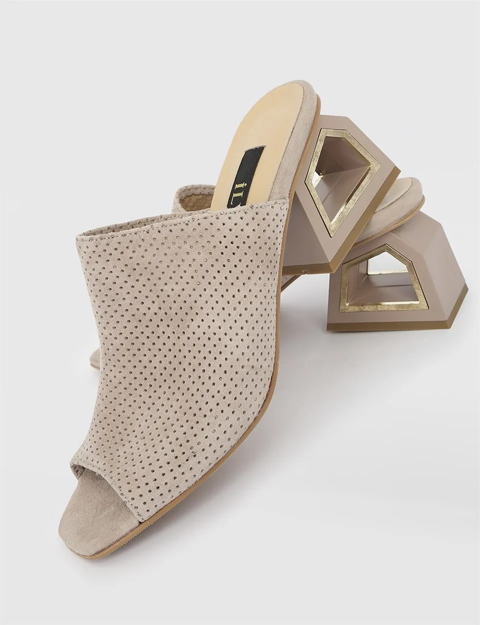 

ILVi-Genuine Leather Handmade Trel Mink Suede Women's Heeled Slide Women Shoes 2021 Spring/Summer
