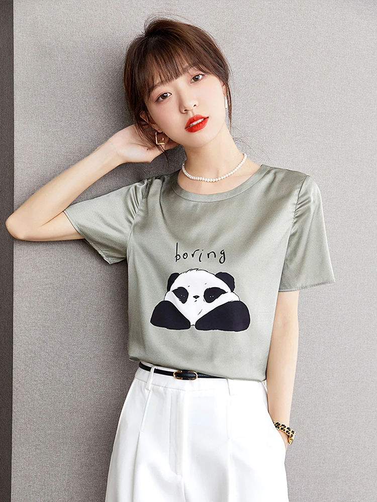 

BOBOKATEER Haut Femme Camisetas De Mujer Fashion Cute Panda Print T-Shirt Women Summer Top 2023 Short Sleeve Casual Loose Tshirt