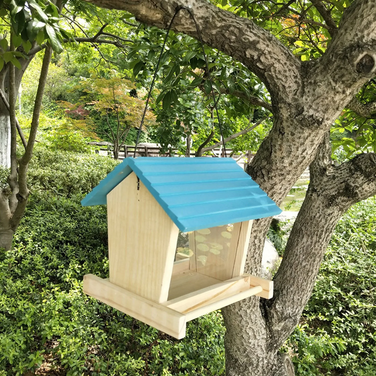 

Dome Feeder Large Villa Feeder Wooden Rainproof Bird Courtyard Feeder Balcony Hanging Bird Patio Lawn & Garden Feeders Supply