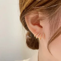 1 pair 14k gold plated multiple huggie illusion stud earrings gold hoop earrings for women
