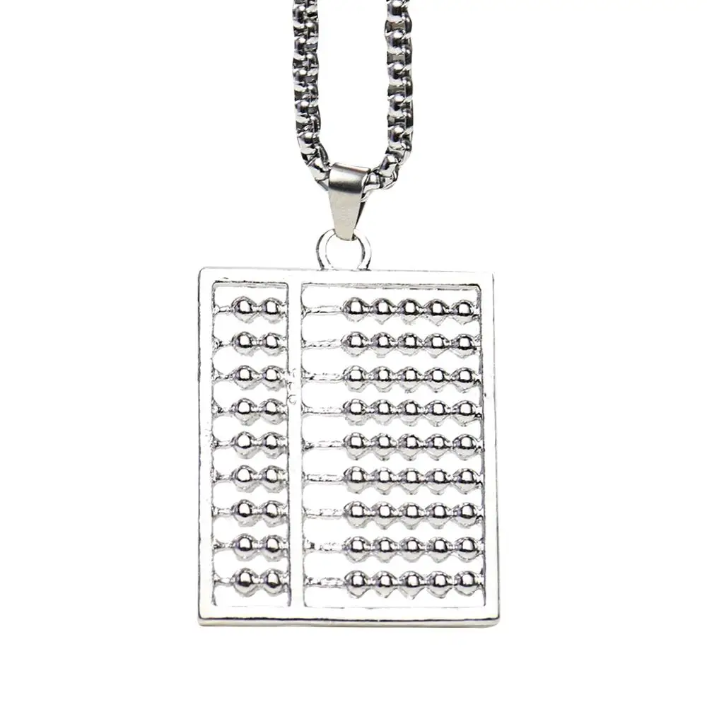

Stainless Steel Punk Abacus Necklace Fortune Pendant Silver Lucky Ancient Counting-Frame Clavicle Rock Chain Choker Jewelry