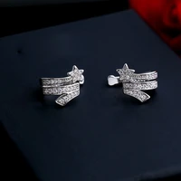 new arrival 1pc star clip earrings for women fashion charm cubic zirconia crystal female ear cuff wrap earrings wedding jewelry