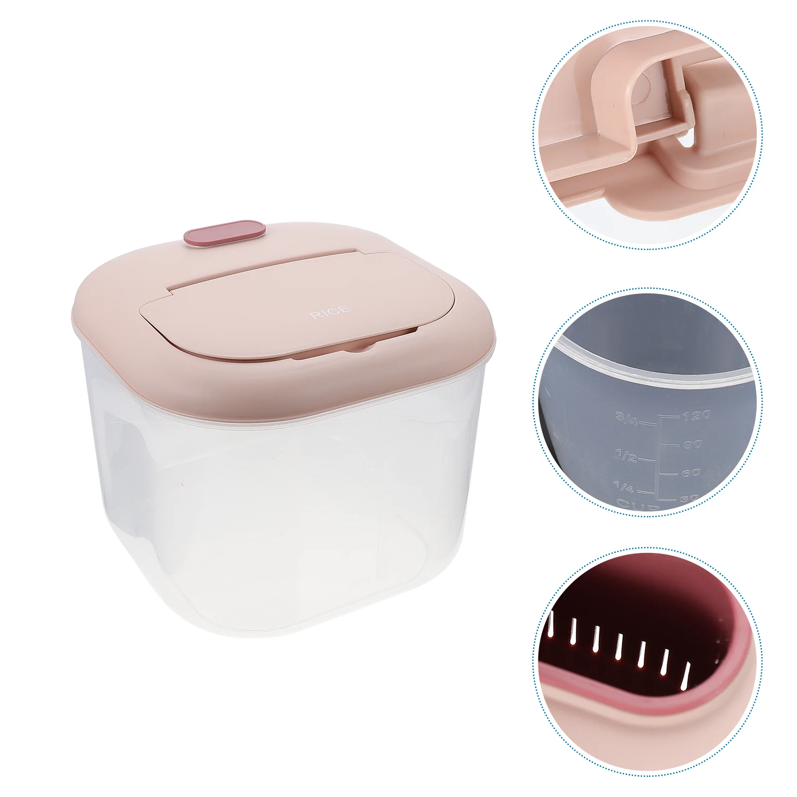 

Large Food Storage Containers Plastic Rice Lids Bin Box 10kg Dispenser Flour Grain Bucket Cereal Countertop Kitchen