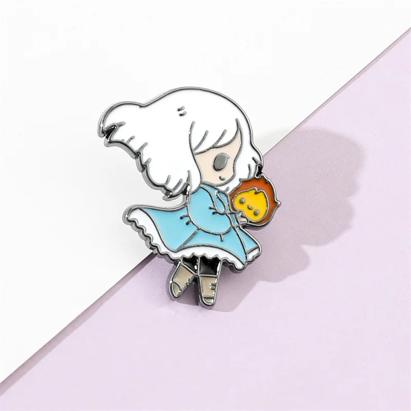 

Howl's Moving Castles Hard Enamel Pin Cute Cartoon Magic Wizard Medal Brooch Jewelry Miyazaki Hayaos Anime Movie Fans Gift