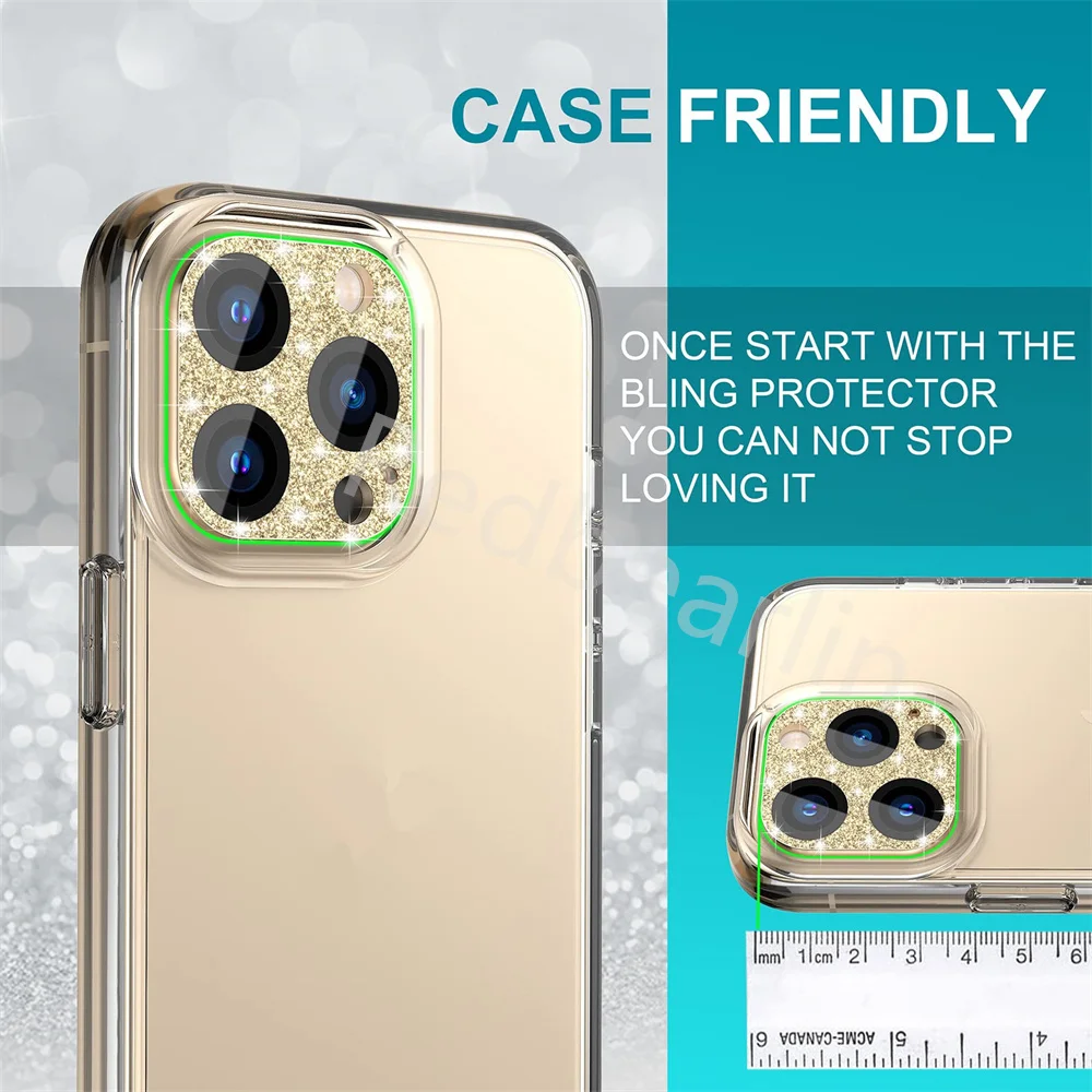 20pcs bling glitter metal Full Cover Back Camera Lens Protector Sticker On For IPhone 11 12 13 13pro 14 pro max 14plus