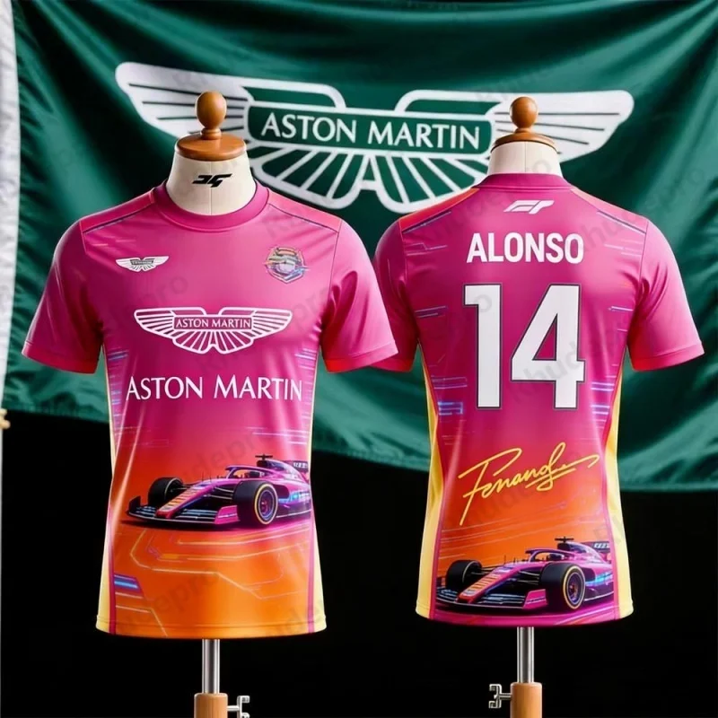 Фото Футболка с коротким рукавом Aston Martin Team Vettel No.5 Racing Jersey, сувенирная спортивная одежда для фанатов F1 №2