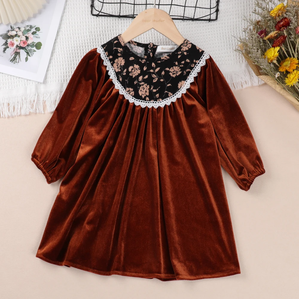 

Melario/платье для маленьких девочек вельветовое платье с длинными рукавами для девочек в Корейском стиле; Вечерние платья принцессы в стиле п...