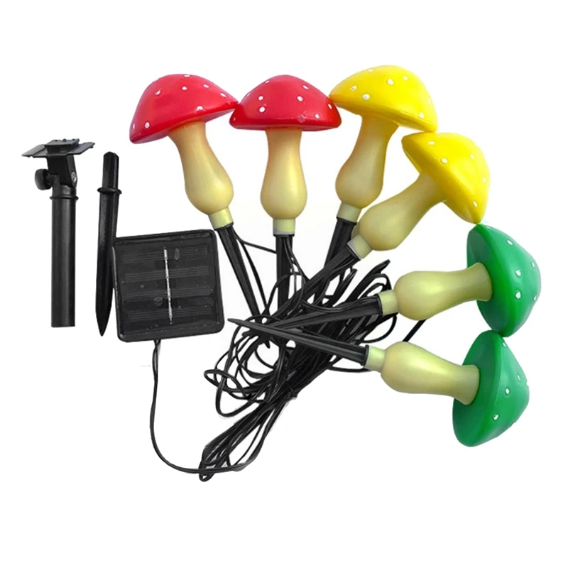 

6PCS Solar Garden Light String Cute Christmas Decoration Lights Waterproof Mushroom Shape LED Solar Powered Lamp