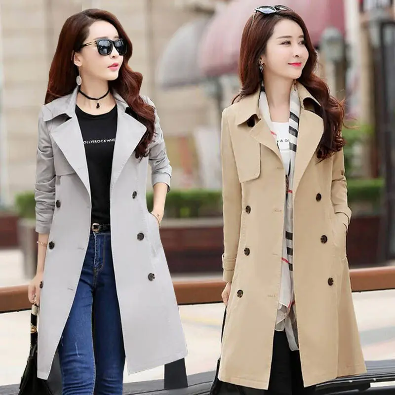 

Ropa Coreana Mujer Women's Trench Coats Spring 2022 Female Fashion Windbreakers With Lining Slim Oversize Jacket Long Coat 바람막이